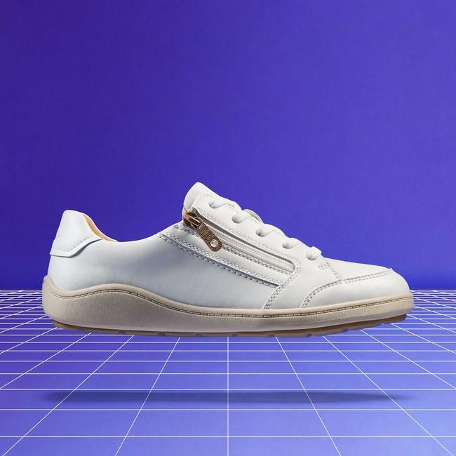 Clarks women's Bryianne Bayla off-white trainers.